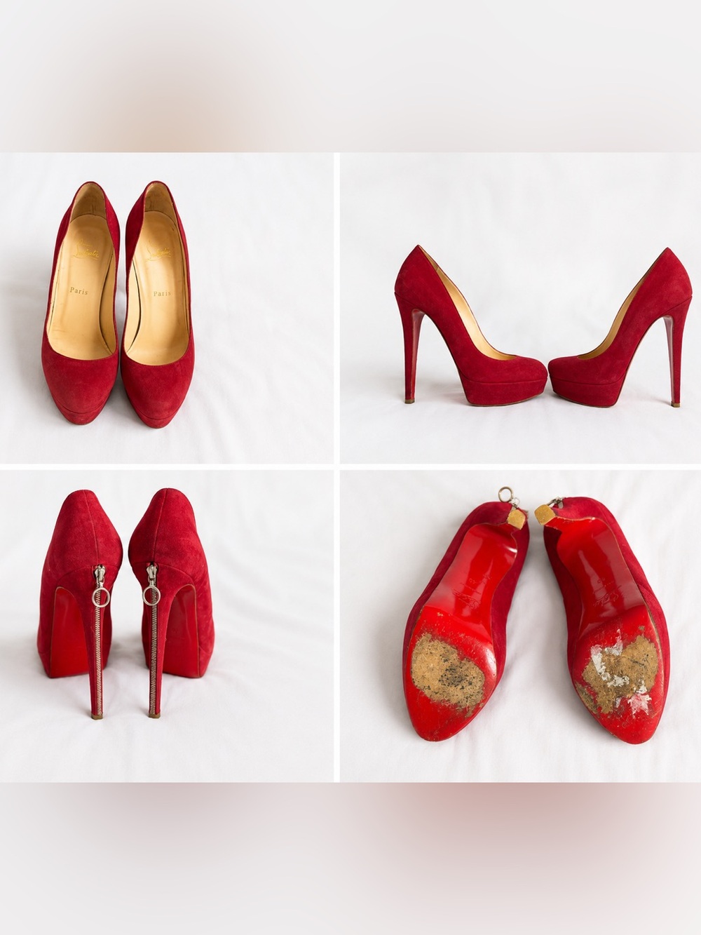 Red Suede Platform High Heels - Women's Elegant Pumps